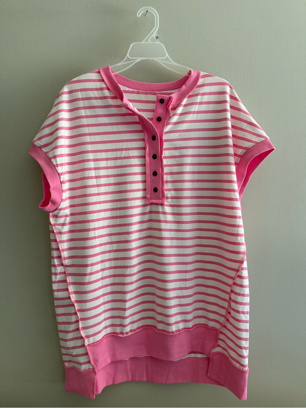 NWOT Boutique Pink White Striped Women’s Top